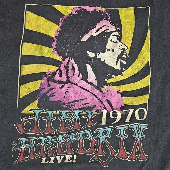 Jimi Hendrix Live Band Tee Retro Purple Haze Properties Black Distressed Mens 4X - Picture 2 of 9